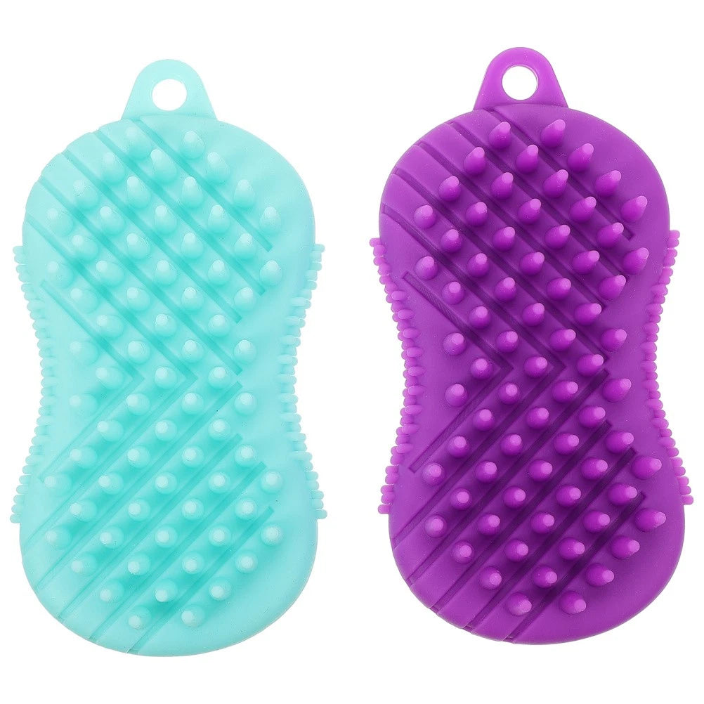2pcs Silicone Bath Cleaning Body Hair Scrubbers Bath Supplies