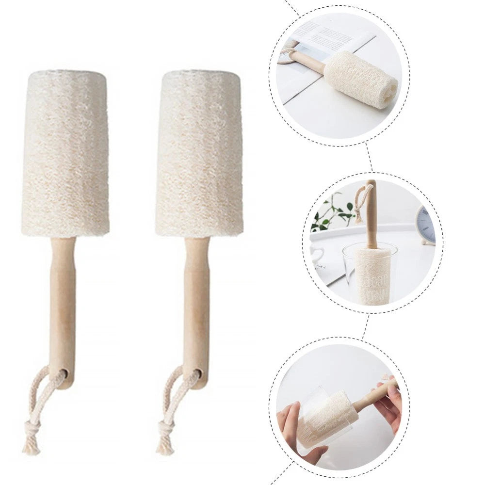 2Pcs Natural Loofah Bath Brush for Skin Care and Back Scrubbing