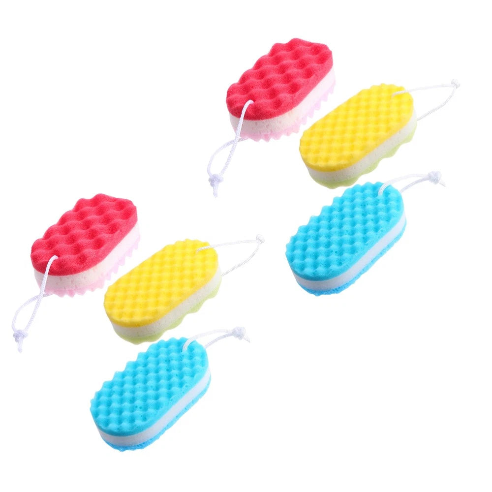 6Pcs Bath Sponge Shower Bathing Brush Body Cleaning Scrubber for Kids Adults