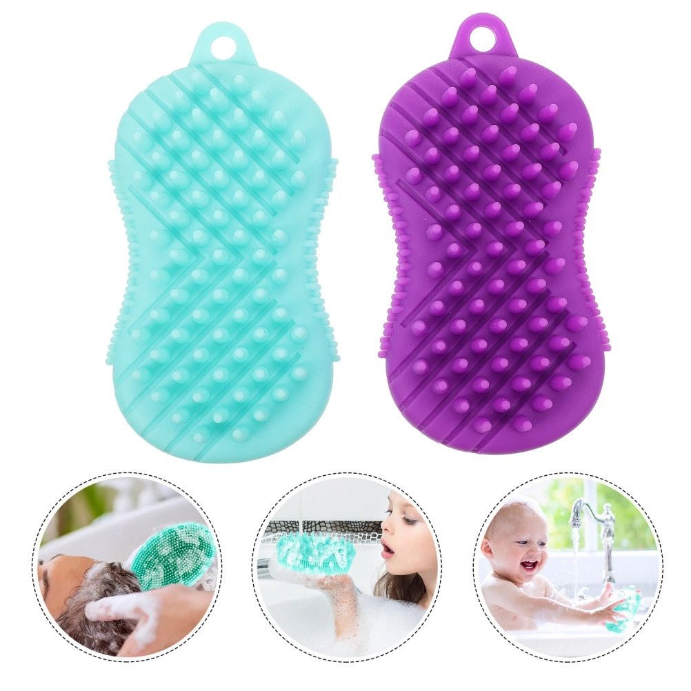 2 Pcs Silicone Bath Scrubber for Body Cleaning Massage