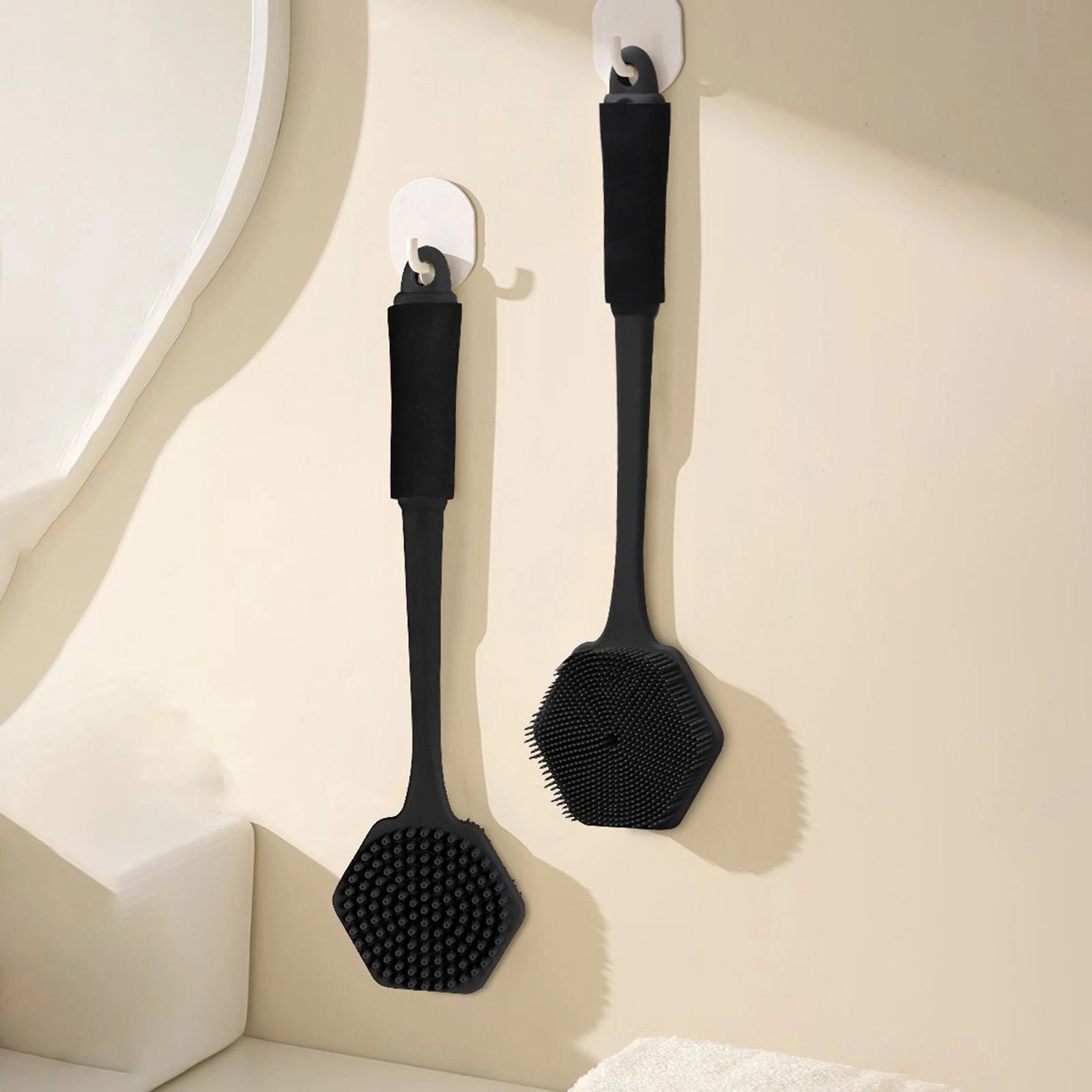 Back Scrubber for Shower Soft Silicone Bath Body Brush with Long Handle