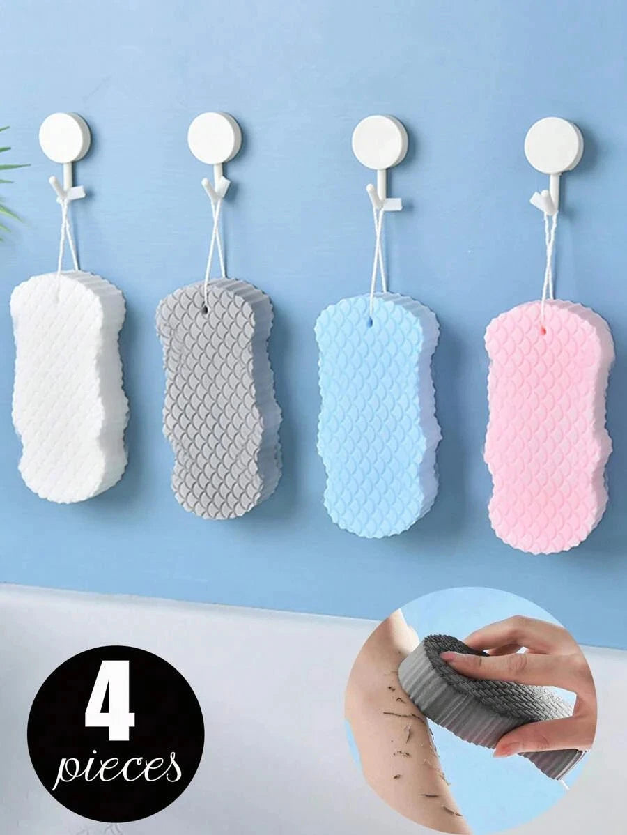 1-2 Exfoliating Body Sponge Bath Shower Scrubber Brush Wash Pad Dry Skin Remover