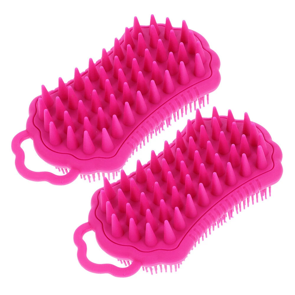 2 Pcs Shampoo Comb Silicone Bathing Brush Scrubber Hair for Washing