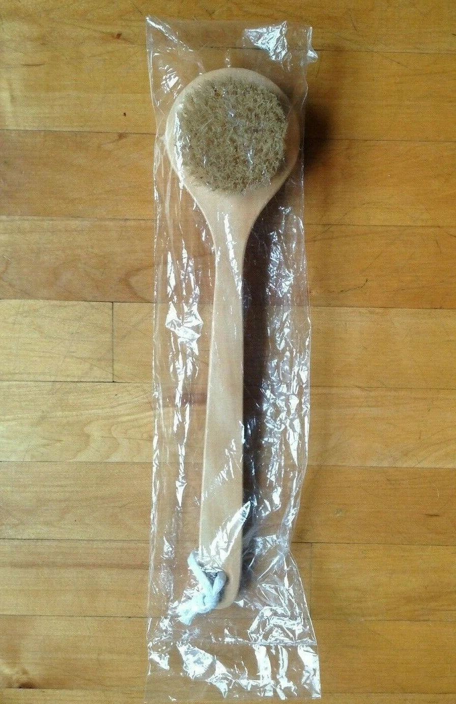 Natural Bristle Wooden Bath Shower Body Back Dry Skin Bath Brush Spa Scrubber