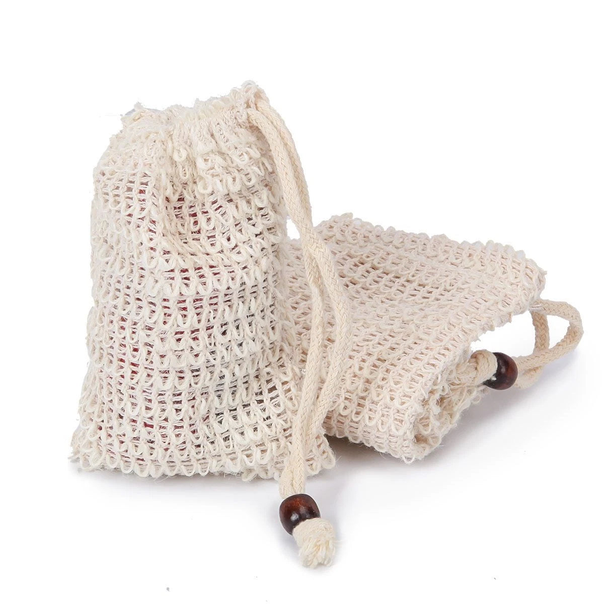 10/20x Natural Sisal Soap Bag Soap Saver Net Mesh Exfoliator Foaming Pouch Soft