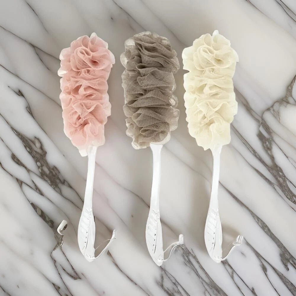 Long Handle Bath Brush Soft Mesh Sponge Back Scrubber Body Wash Shower Loofah