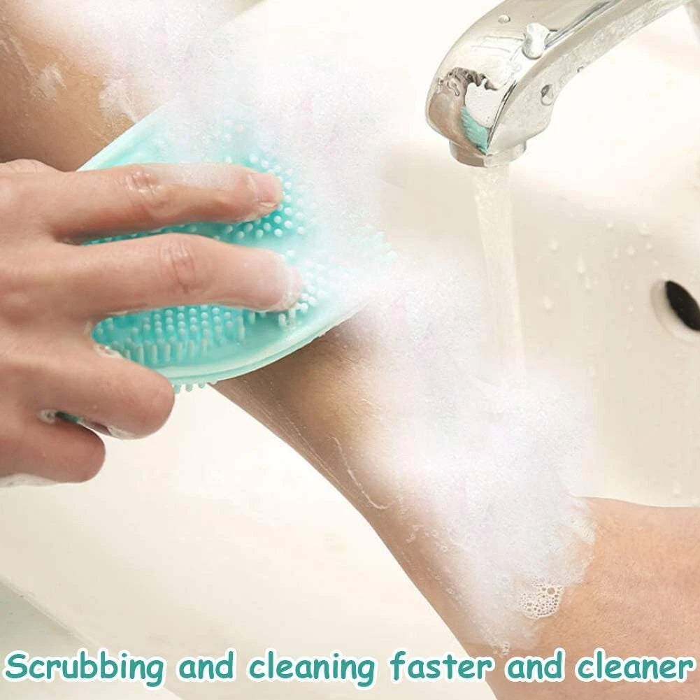 2X Double Sided Back Scrubber Bath Shower Belt Brush with Silicon Long Body