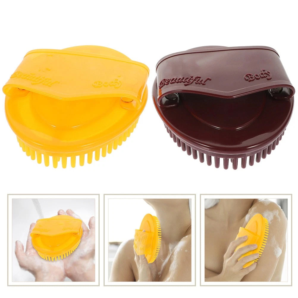 2 Pcs Multifunctional Massage Brush Scrubbing with Handle Back Shower