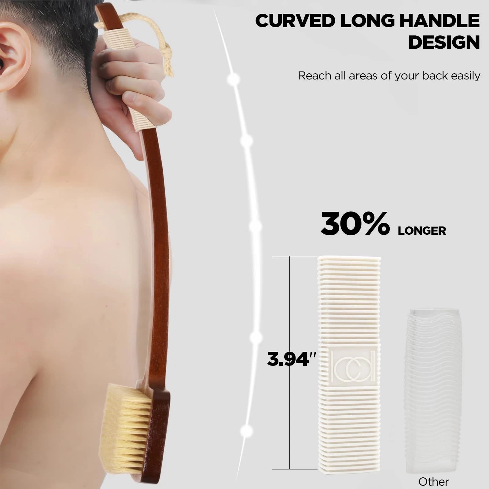 Exfoliation Set-17.71 Inch Boar Bristles Back Scrubber Bath Brush,Shower Brus...