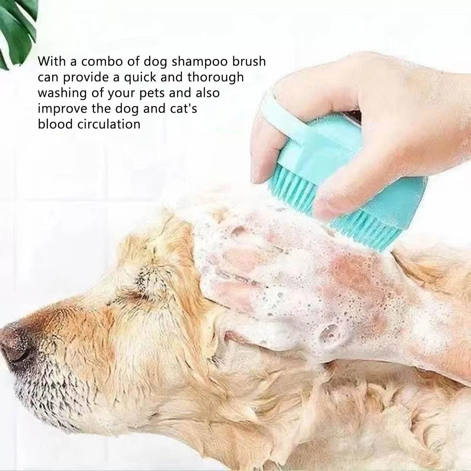 Dog Cat Bath Brush Scrubber with Shampoo or Soap Dispenser | Useful for Grooming