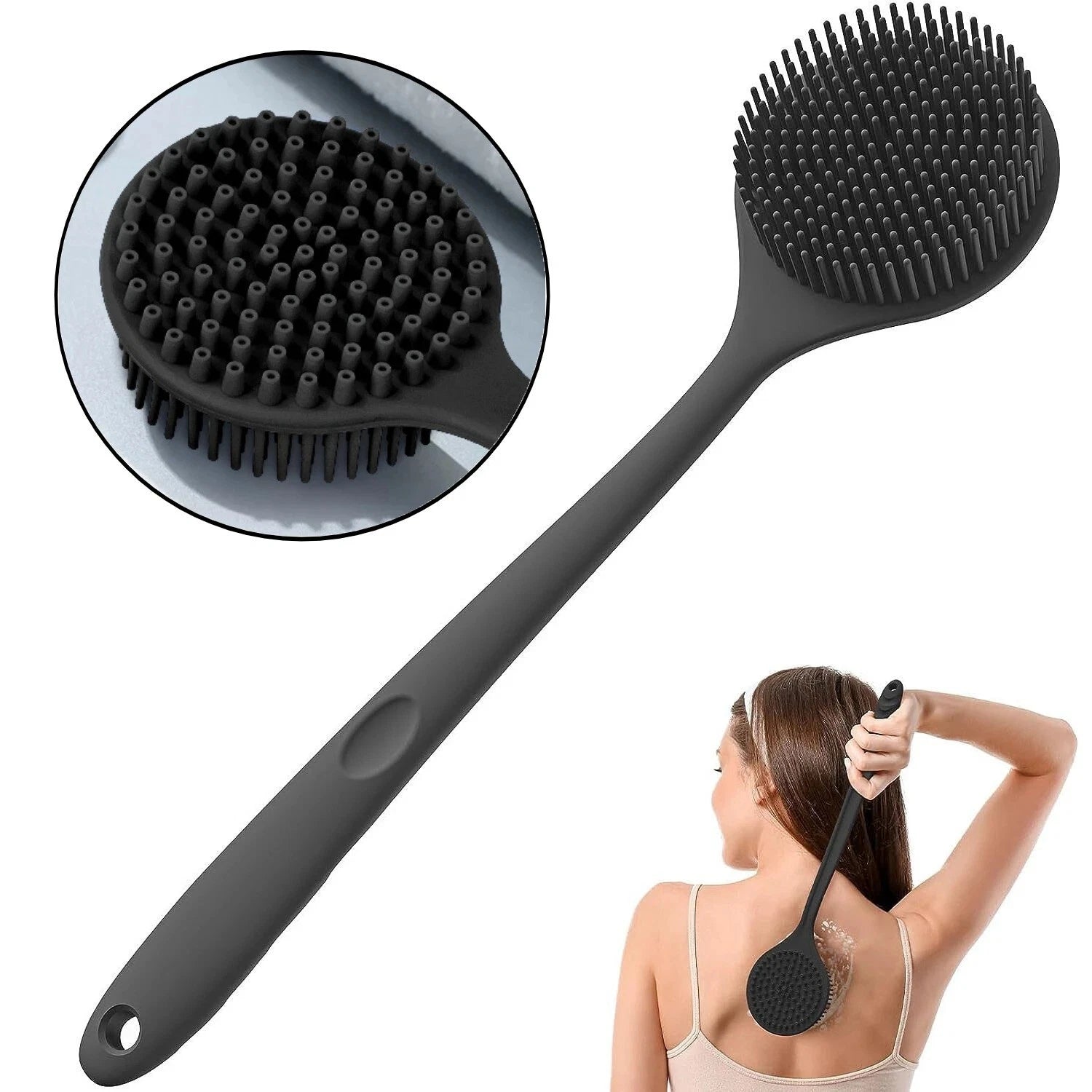 Bath Shower Brush with Handle – Soft Back Scrubber & Exfoliating Skin Massager