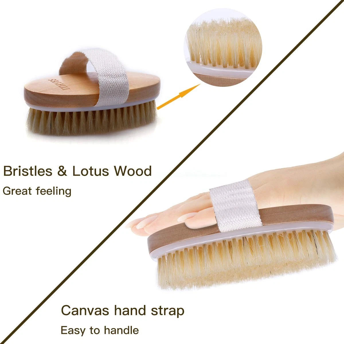 Dry Brushing Body Brush Exfoliating Brush Natural Bristle Bath Brush for