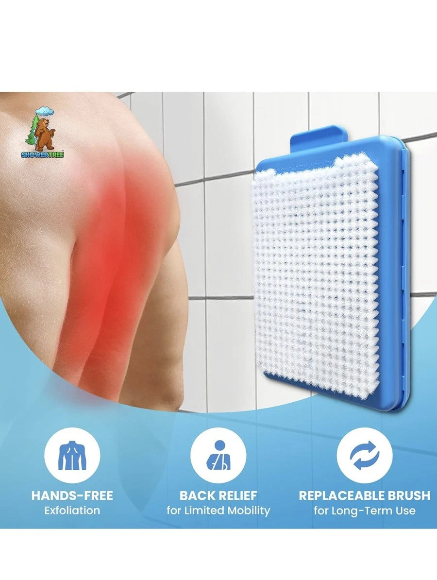 Back Brush Shower Scrubber Body Wall Mounted For - Large Exfoliating Bathing