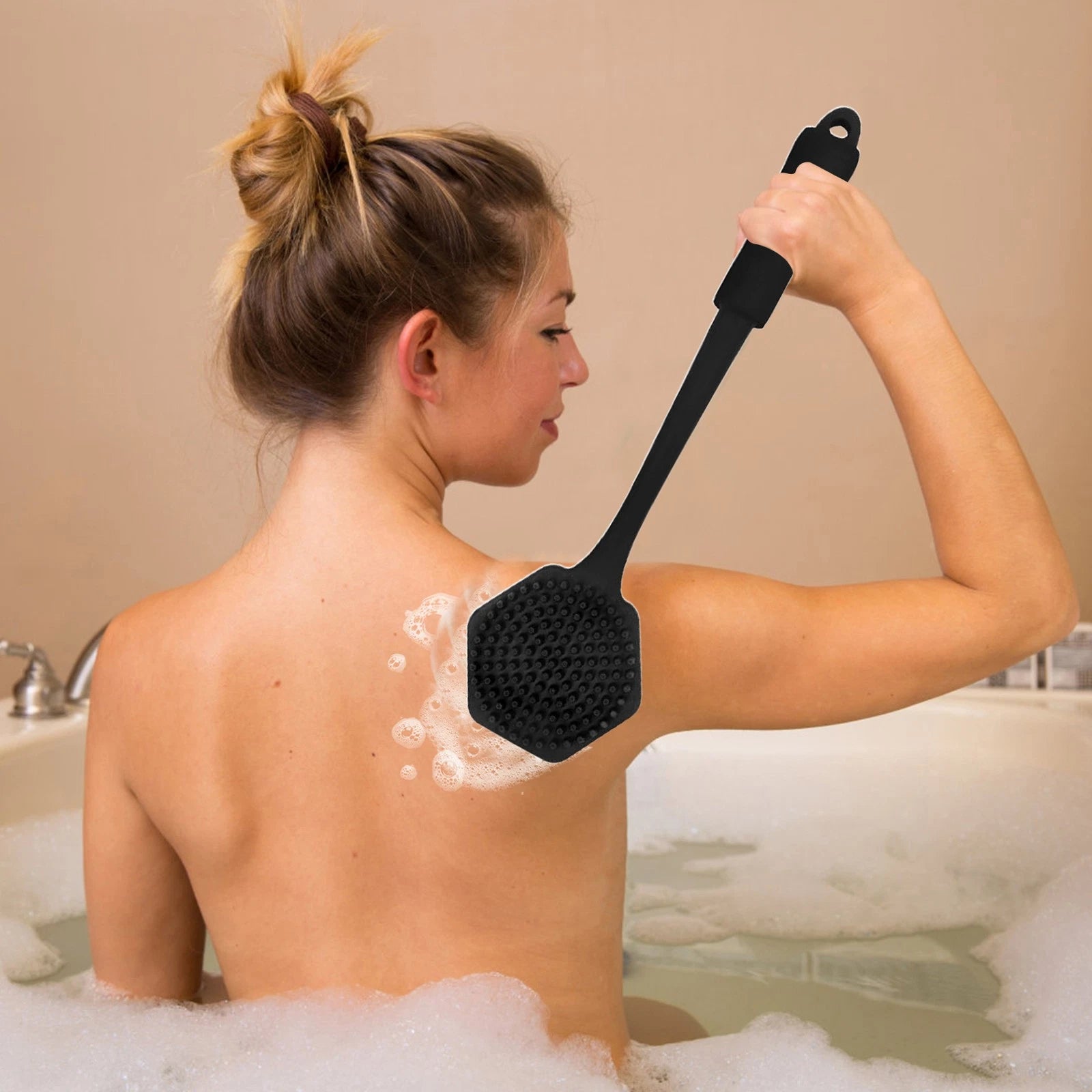 Back Scrubber for Shower Soft Silicone Bath Body Brush with Long Handle