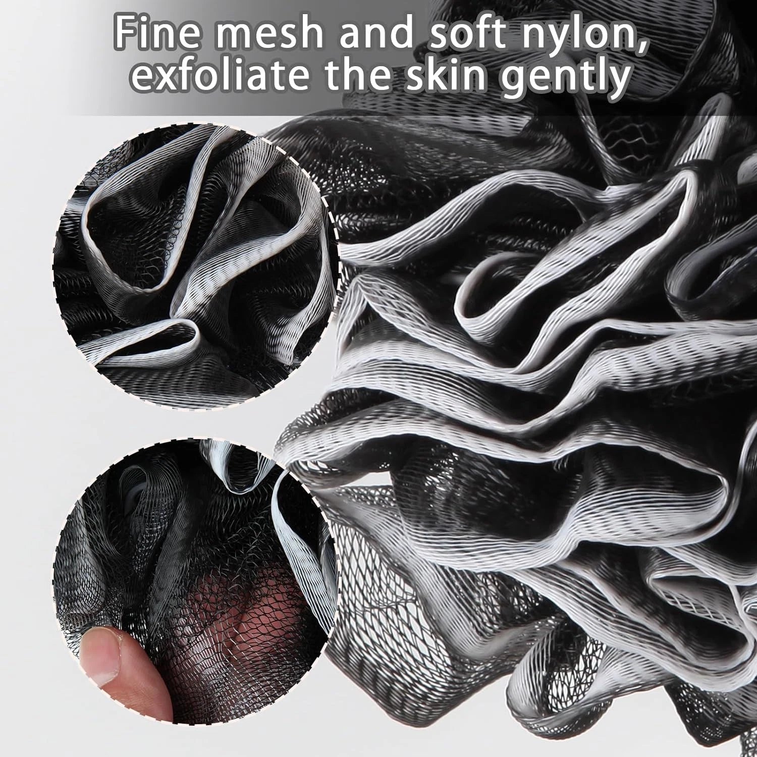 2Pack Back Scrubber for Shower, Dual-Sided Loofah on a Stick as Shower Brush Exf