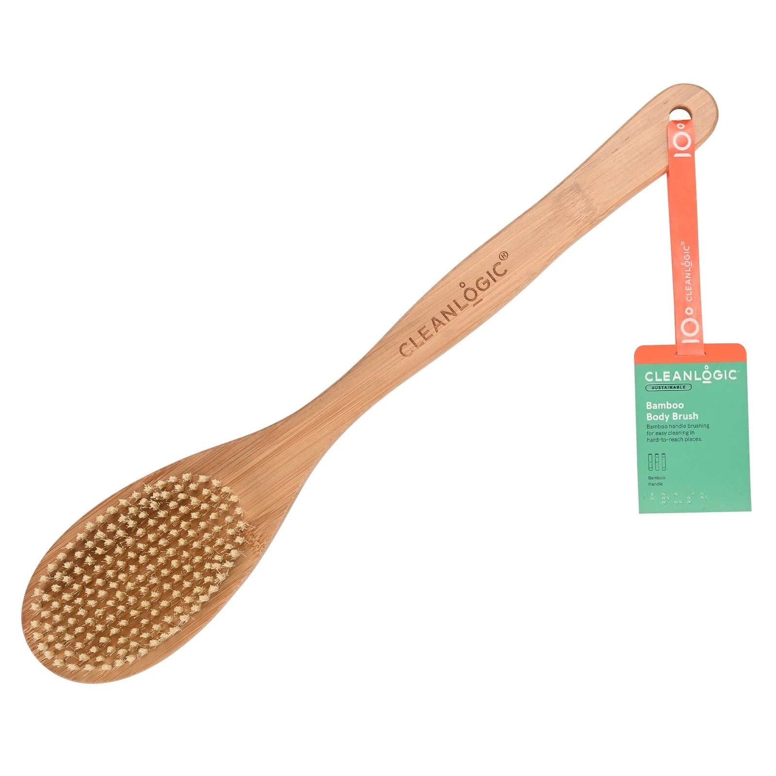 Cleanlogic Sustainable Bamboo Handle Bristle Body Bath Brush 1 Count Pack of 2