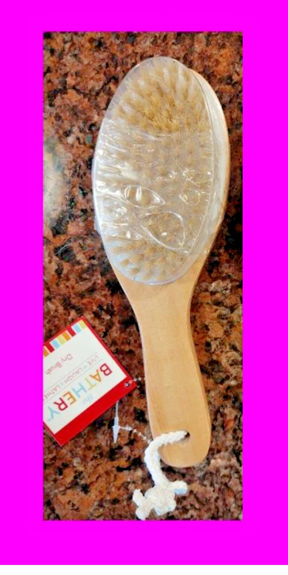 2x Bathery WET DRY BRUSH Wooden Handle Natural Bristle Body Exfoliate Blood Flow