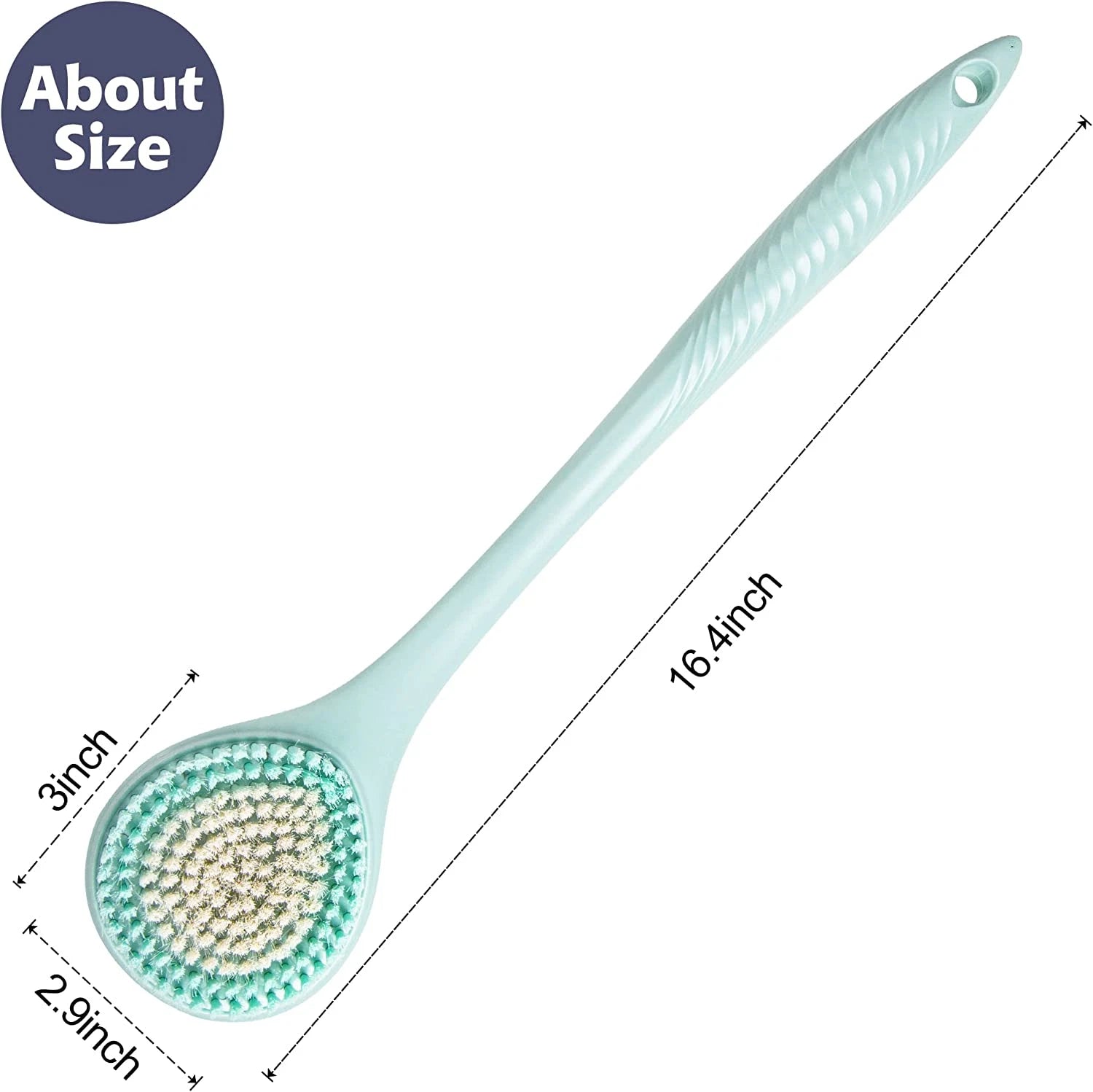 Back Bath Brush Long Handle for Shower - Soft Brush for Men & Women(16.4" Long),