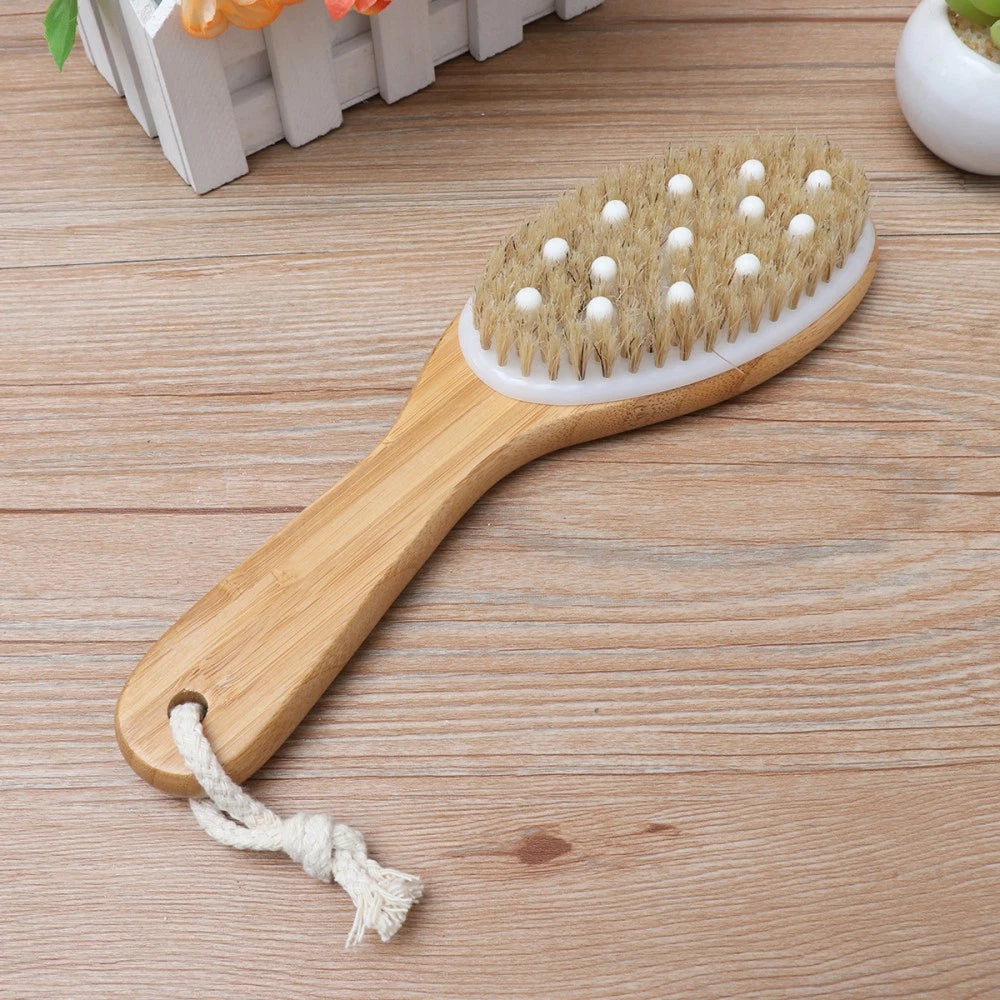 Long Bathing Shower Brush with Handle Portable Body Exfoliating Shower Beads