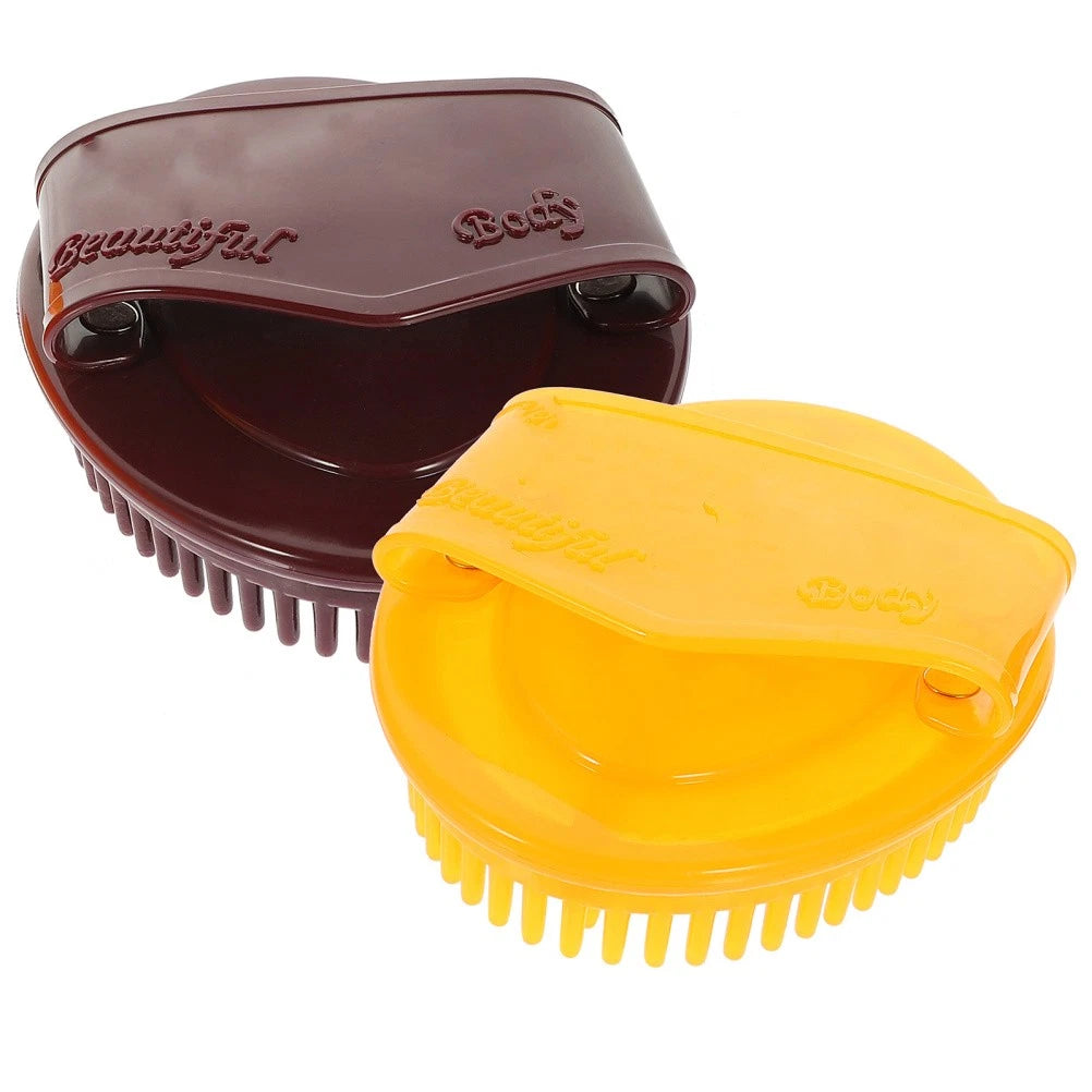 2 Pcs Multifunctional Massage Brush Scrubbing with Handle Back Shower