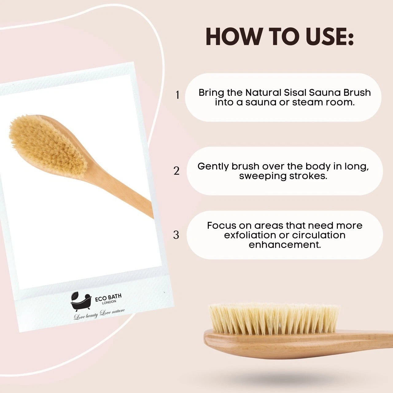 Natural Sisal or Bristle Body Brush for Dry Brushing and Showers