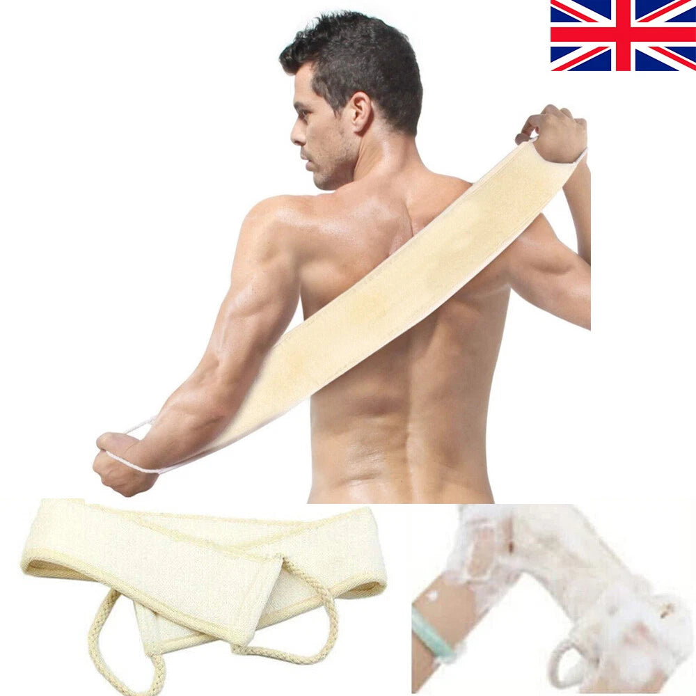 Back Scrubber Exfoliating Body Loofah Brush Bath Shower Double Sided Long Belt