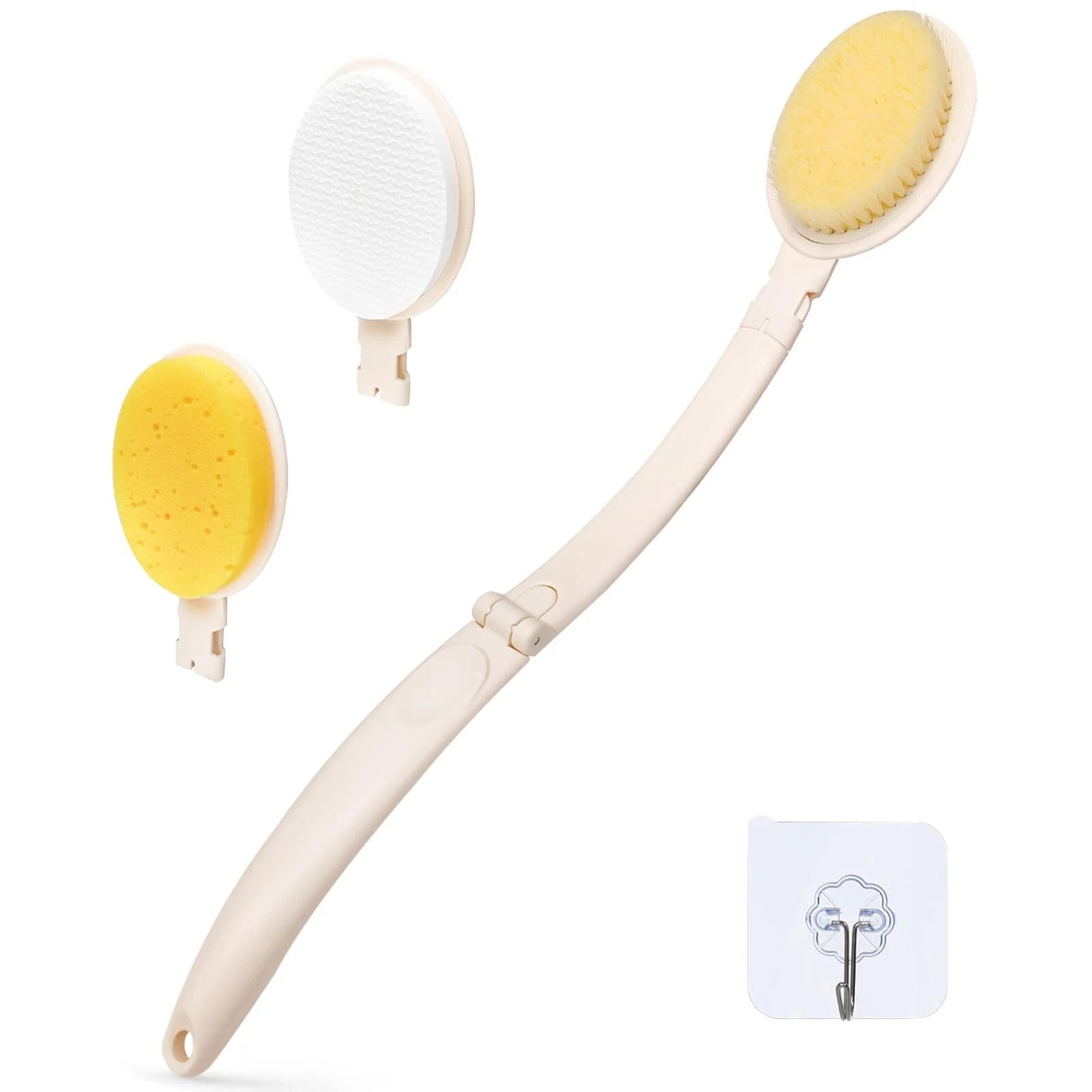 Brush Handle Shower Bath Body 19"long Sponge Set 3 In And Lotion Applicator