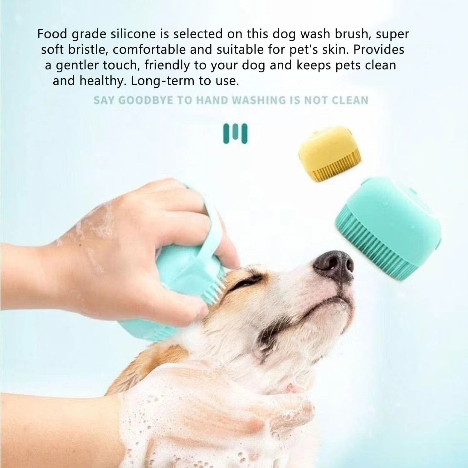 Dog Cat Bath Brush Scrubber with Shampoo or Soap Dispenser | Useful for Grooming