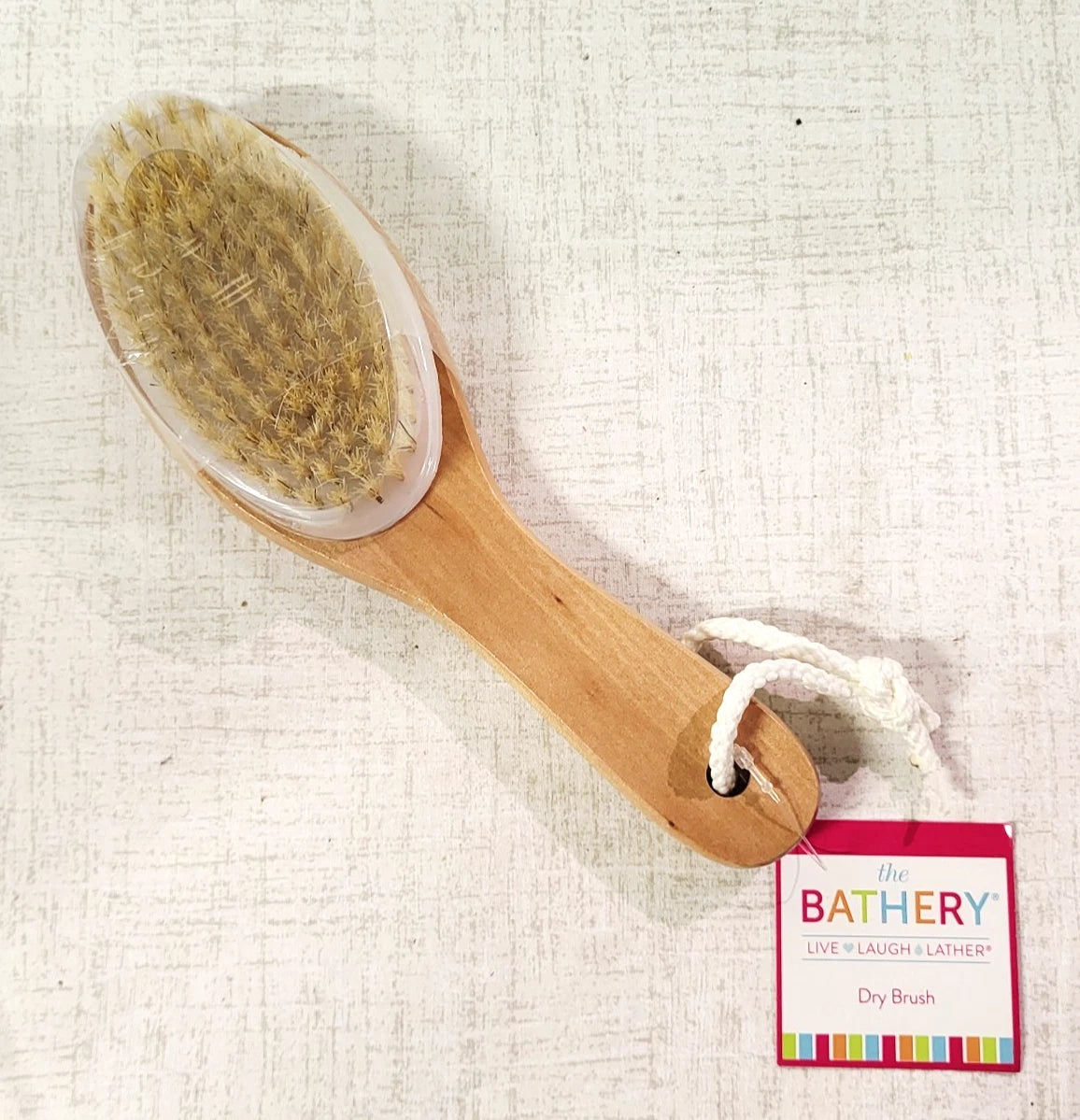 Bathery WOOD DRY BATH BRUSH Shower Exfoliating Helps With Circulation NEW!!!