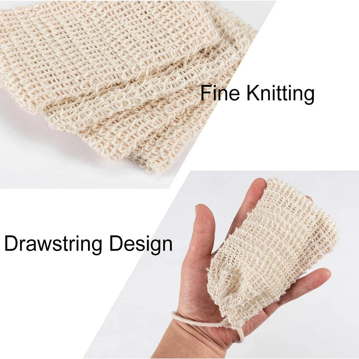 10/20x Natural Sisal Soap Bag Soap Saver Net Mesh Exfoliator Foaming Pouch Soft