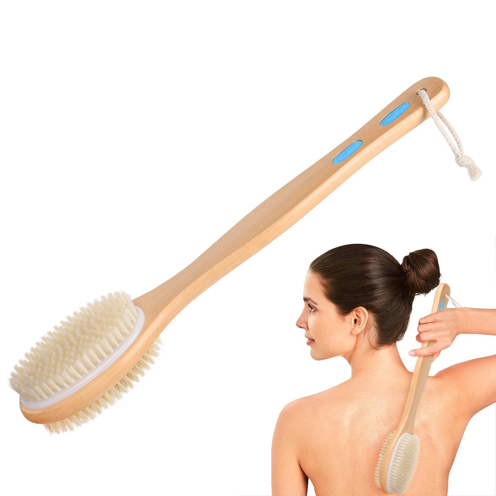 Body Brush Back Scrubber Long Handle Bath Shower Brush with Soft and Stiff