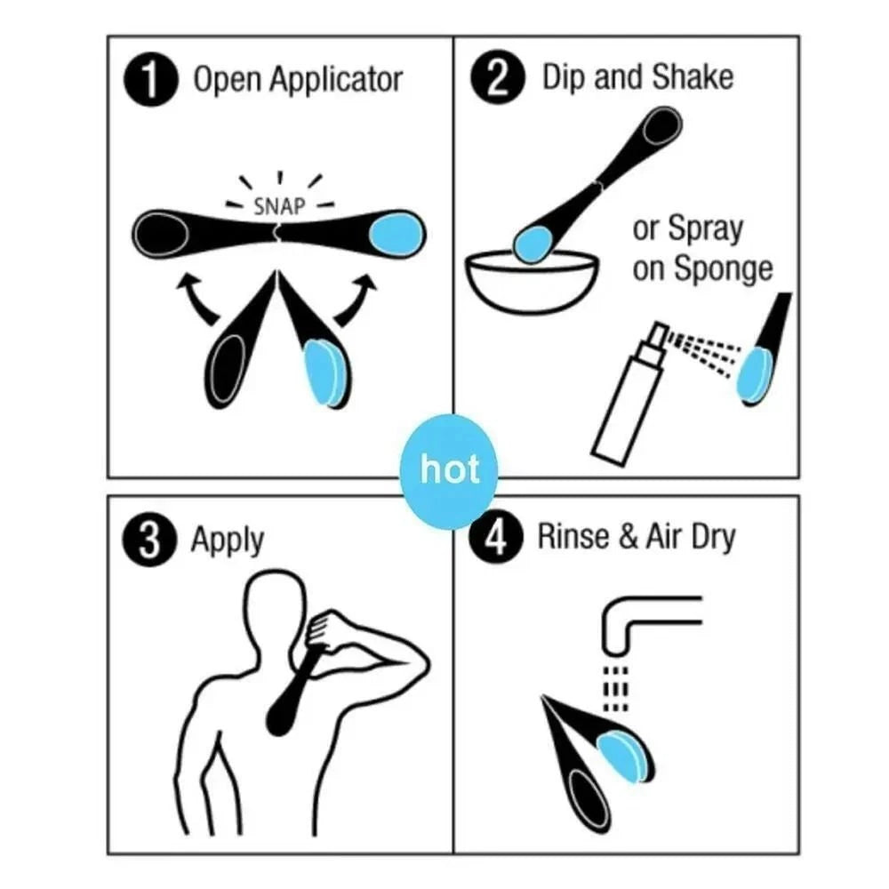 Long Handle Sponge Back Applicator Streak Free Bath Scrubber  Lotion