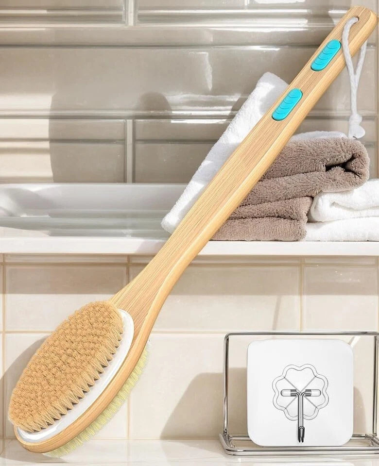 Back Scrubber for Shower, Long Handle Dual-Sided Shower Brush with Soft