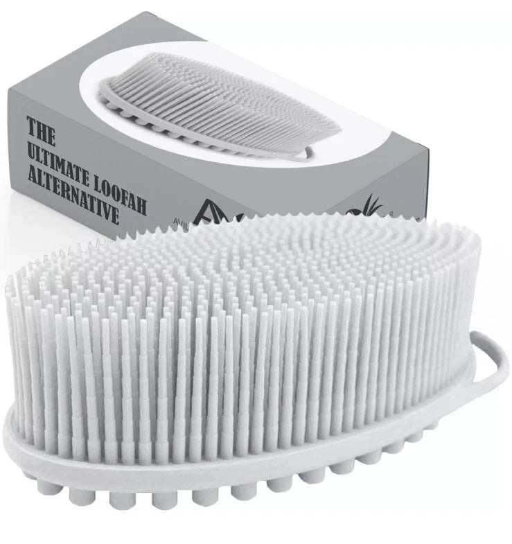 Exfoliating Silicone Body Scrubber, Light Gray. Avilana, NIB