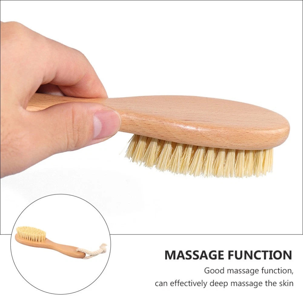 Bath Brush with Ergonomic Handle Beech Sisal Material for Body Massage