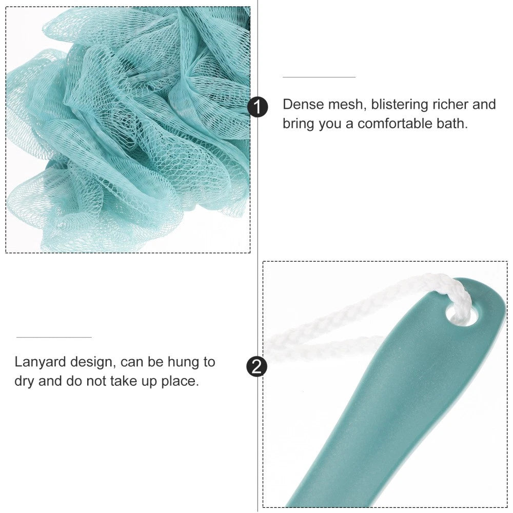 Bath Scrubber Brush Long Handle Shower Body Sponges Back Nylon Mesh Brush for
