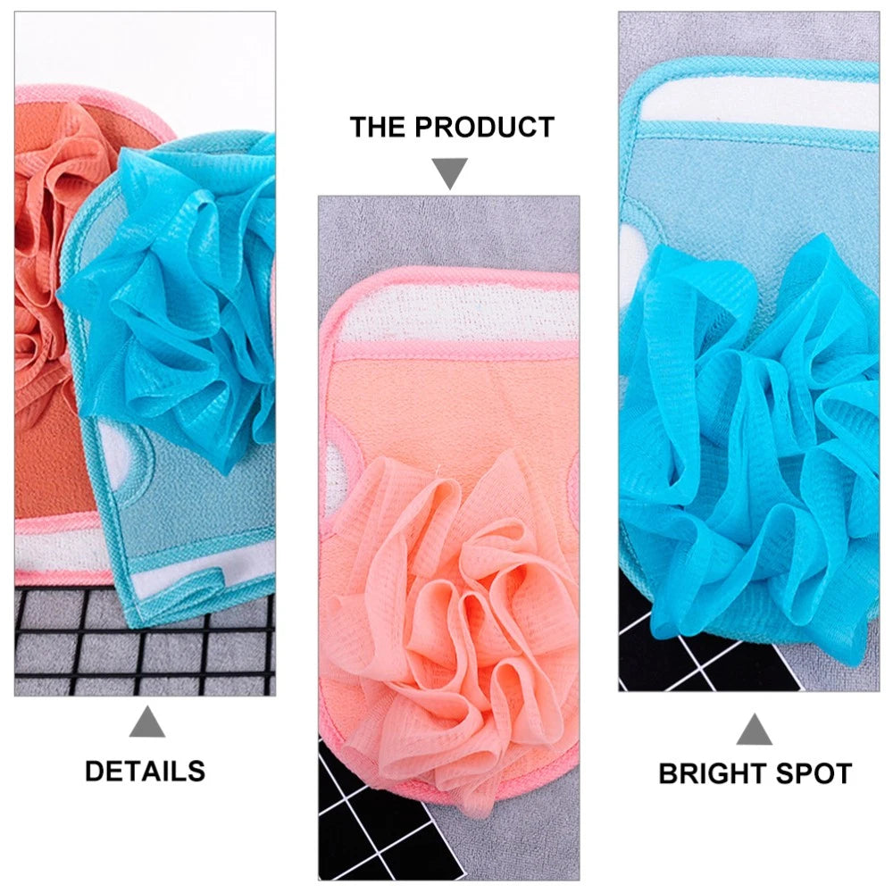 3pcs Shower Bath Gloves Brush Exfoliating Back Skin Scrubber Gloves Bath Ball