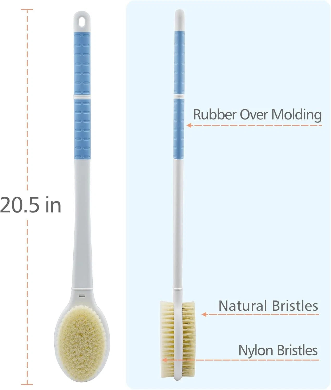20.5 Back Bath Brush Long Handle for Shower for Elderlymen and Womenback Scrubb