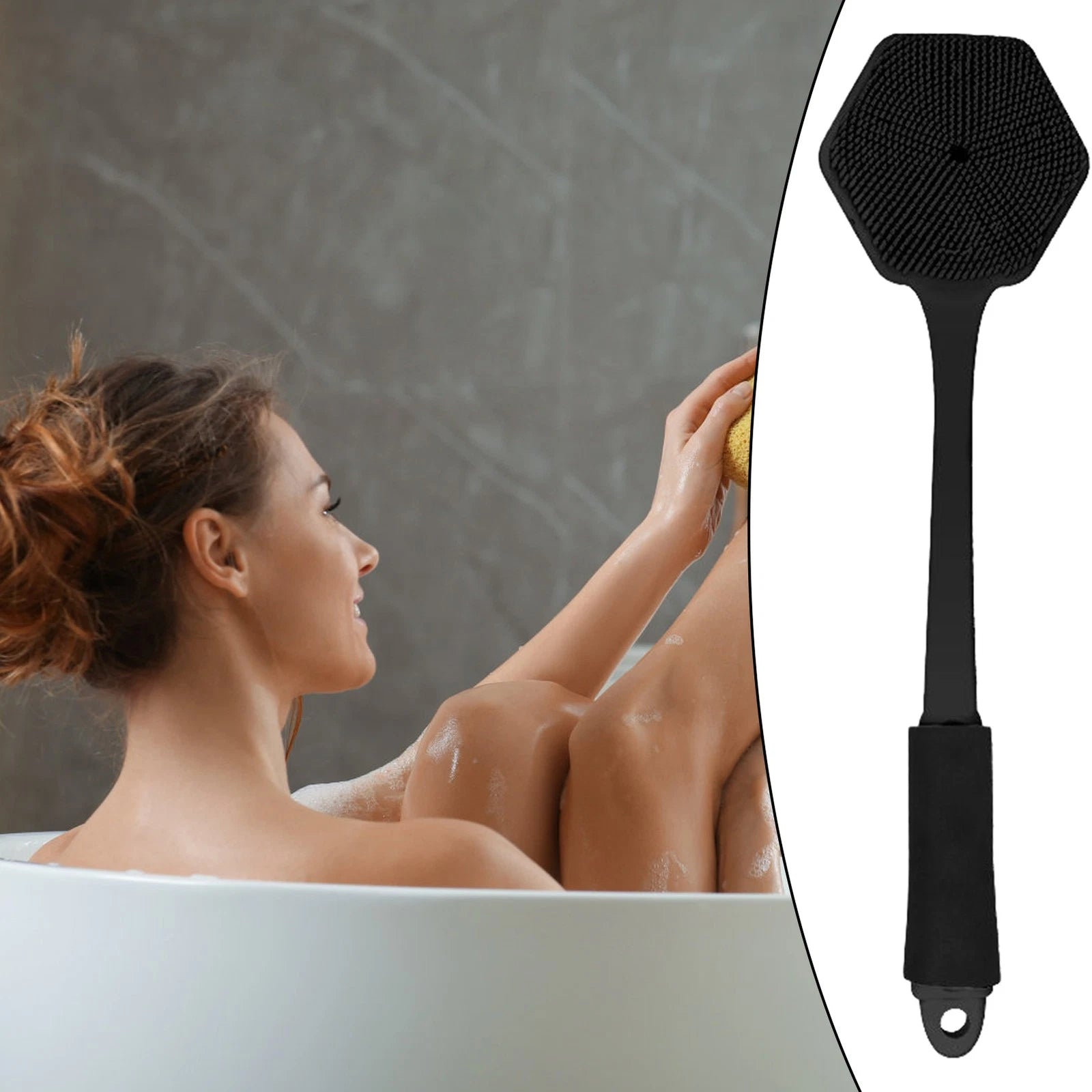Back Scrubber for Shower Soft Silicone Bath Body Brush with Long Handle