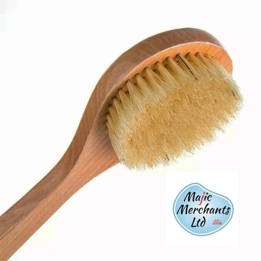 Long Handle Bath Shower Brush Natural Bristle Back Scrubber for Hard-to-Reach
