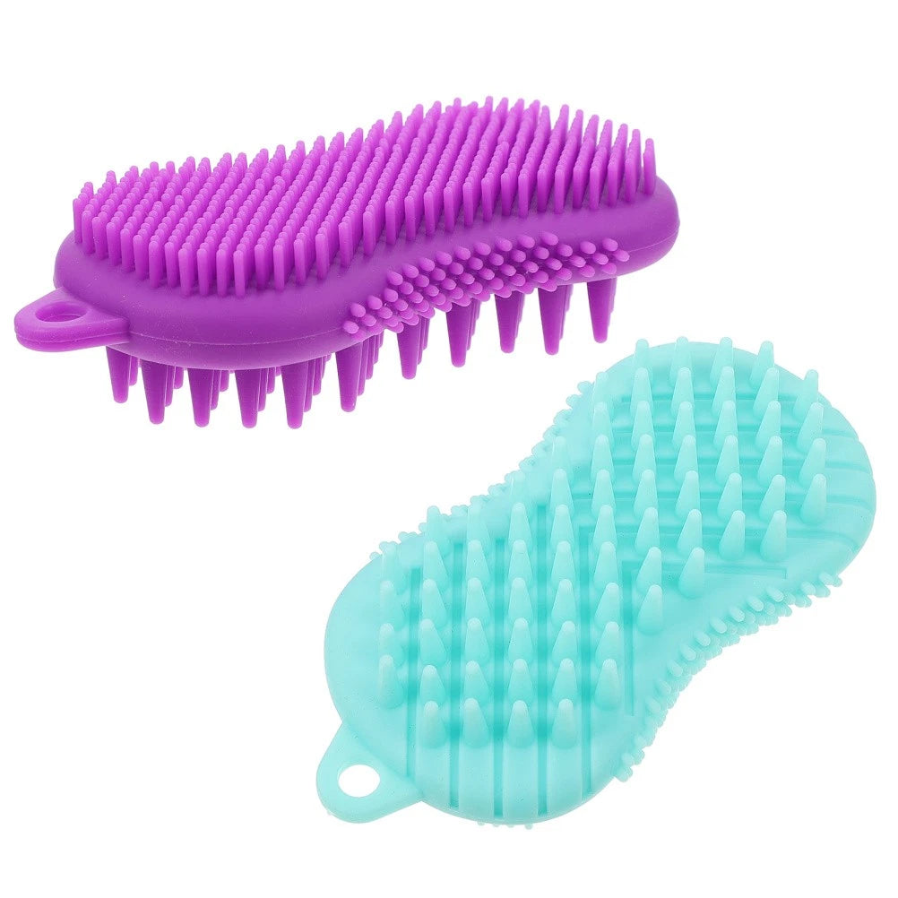 2 Pcs Silicone Bath Scrubber for Body Cleaning Massage