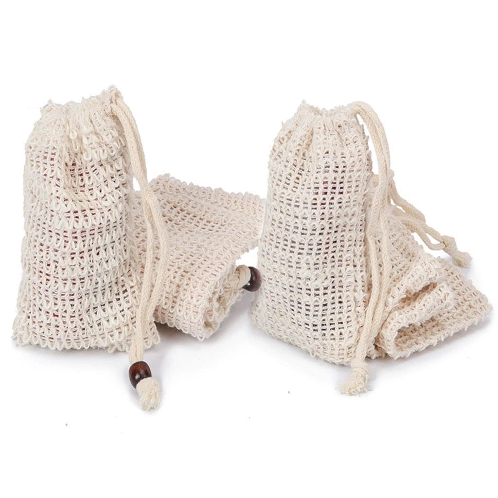 10/20x Natural Sisal Soap Bag Soap Saver Net Mesh Exfoliator Foaming Pouch Soft