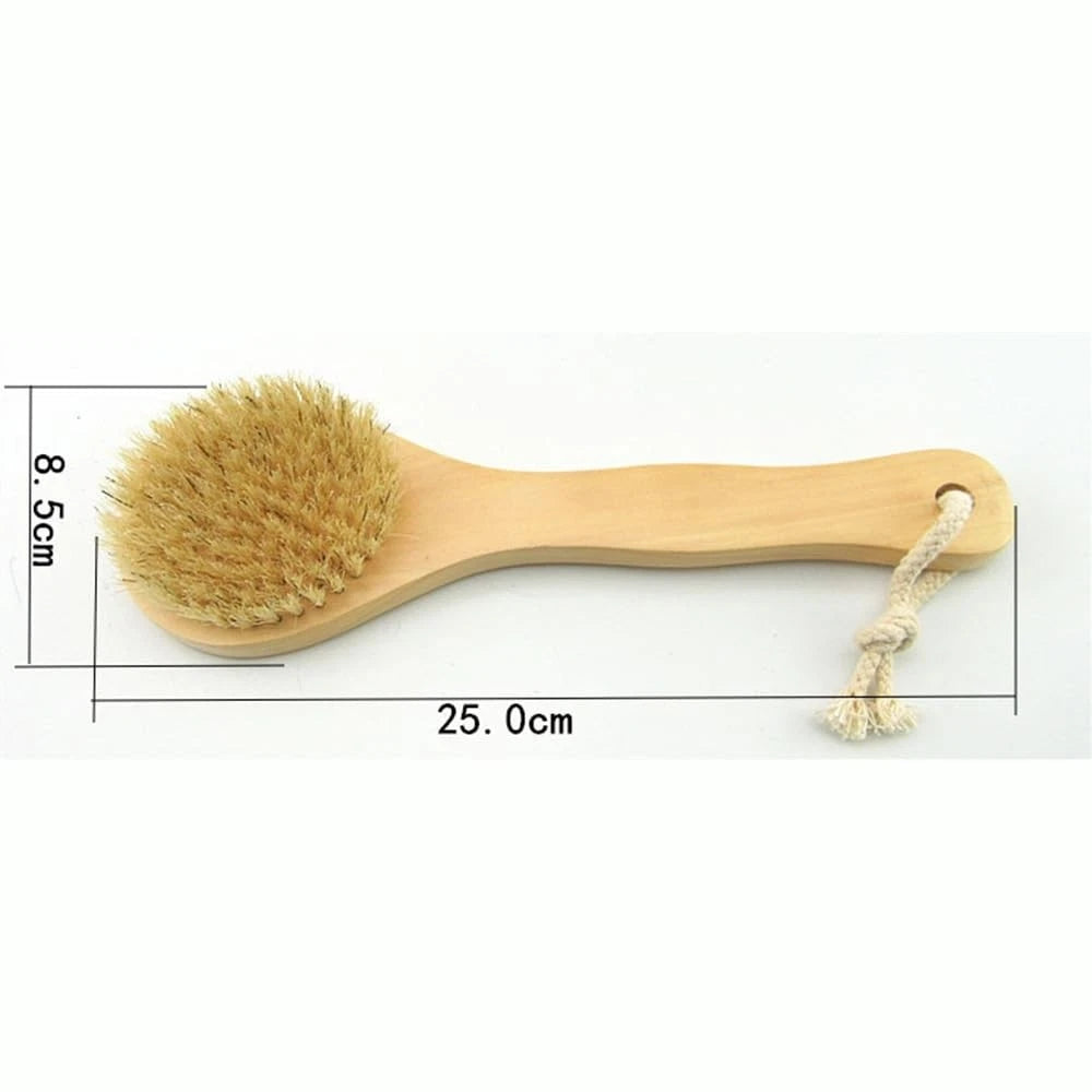 Short Handle Body Brush Wooden Bath Brush for Shoulder Back Dry Brushing