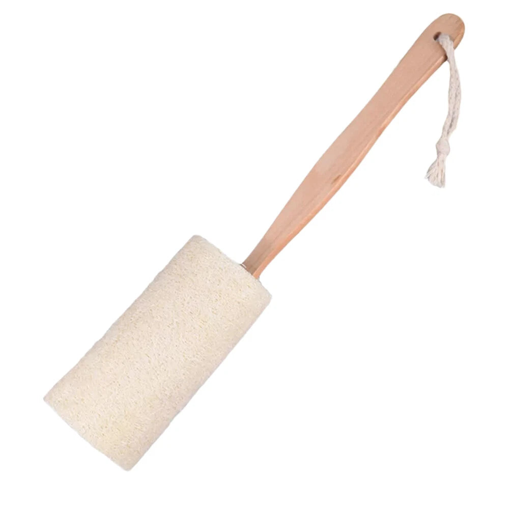 2/4Pcs Wood Loofah Back Scrubber Brush Bath Body Exfoliating Long Handle Massage