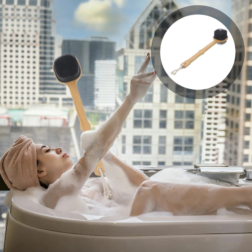 Bath Brush Man Elderly Silicone Body Scrubber with Handle Shower for