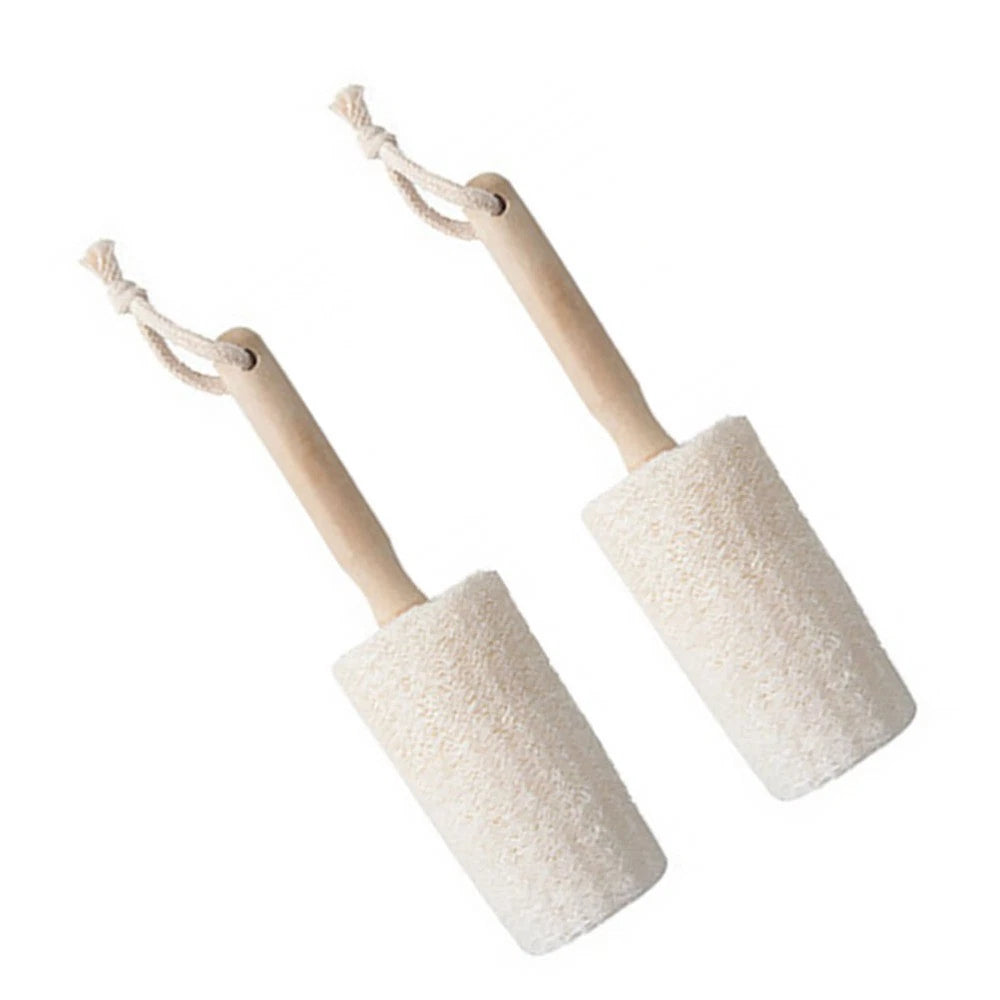 2Pcs Natural Loofah Bath Brush for Skin Care and Back Scrubbing