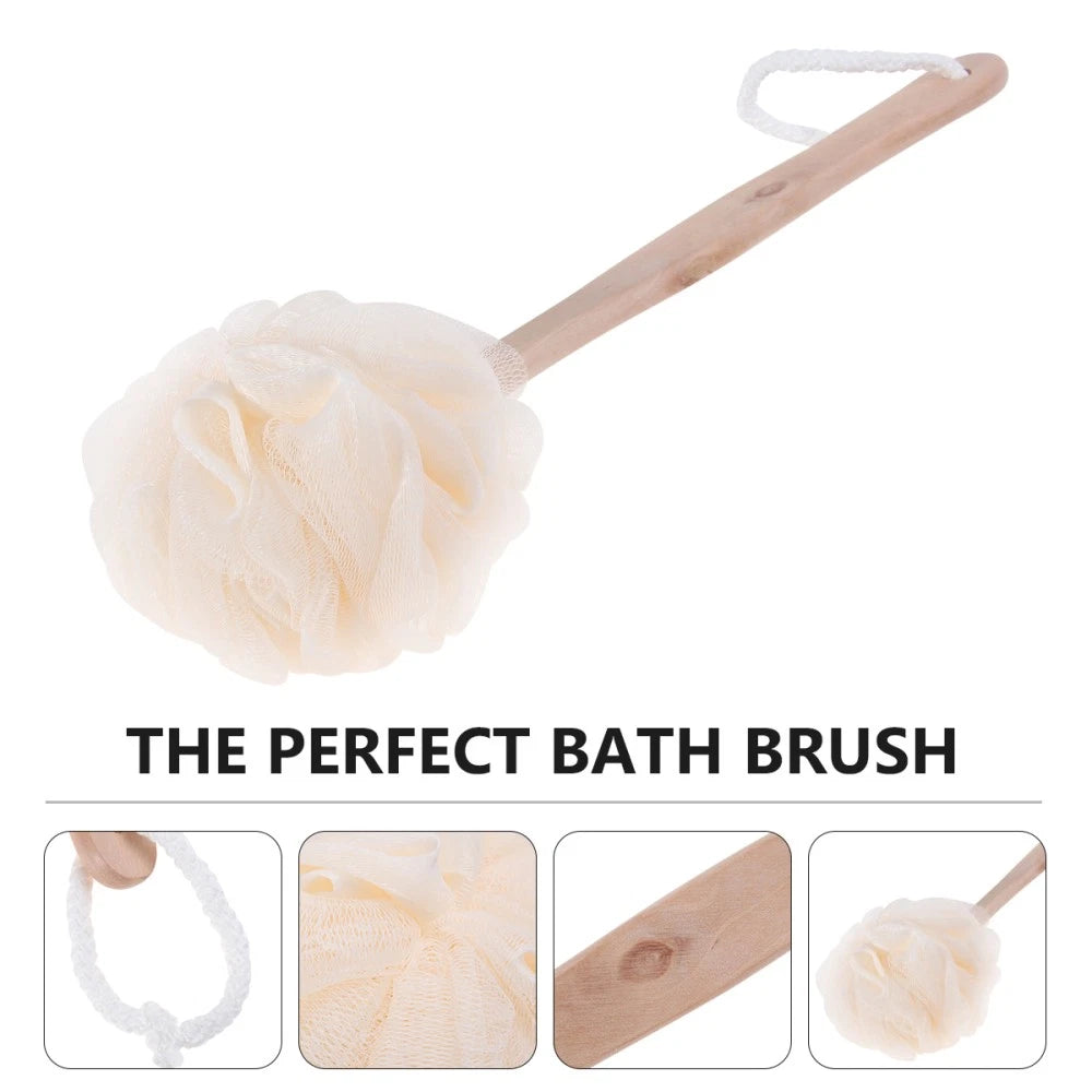 Exfoliating Bath Sponge Brush Long Handle Loofah Back Scrubber for Shower
