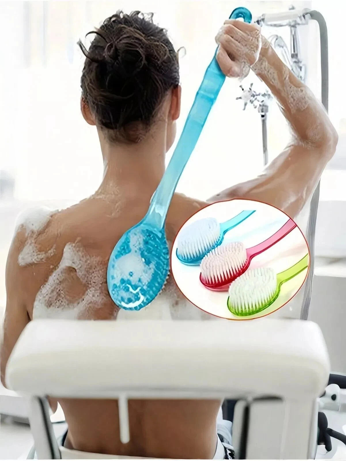 Long Handle Shower Body Bath Brush  Skin Back Massage Scrubber