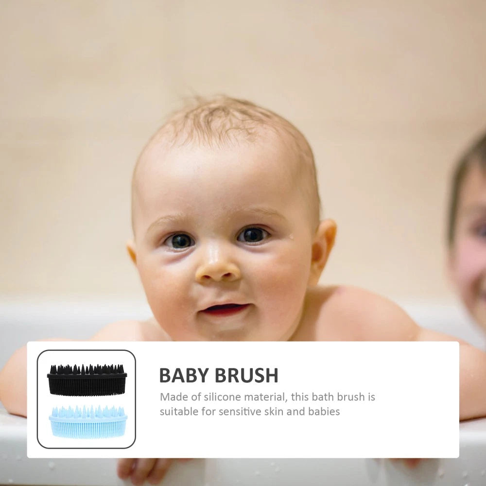 2 Pcs Bath Brush Baby Man Shower Scrubber Removable Silicone Body
