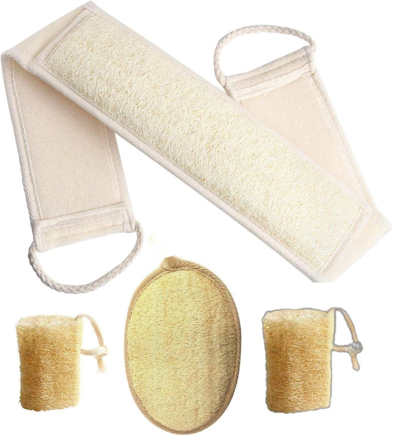 4pcs Natural Loofah Back Sponge Pads Body Scrubber Brush Loofa Bath Shower Spa